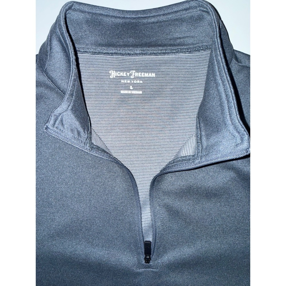 Hickey Freeman Mens Gray Quarter Zip Size Large Performance Stretchy 1/4 Zip